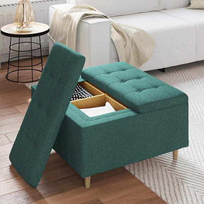 Úložný Taburet S Polštářem Tmavě Zelená 80 X 80 X 45 Cm Textil