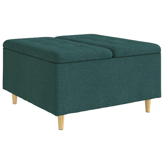 Úložný Taburet S Polštářem Tmavě Zelená 80 X 80 X 45 Cm Textil
