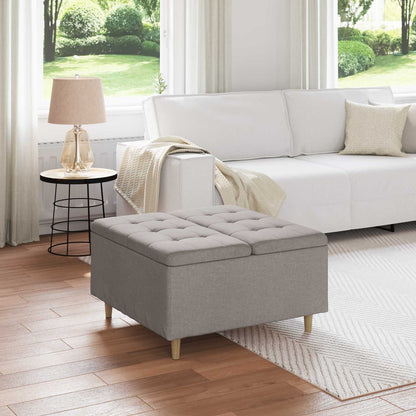 Úložný Taburet S Polštářem Taupe 80 X 80 X 45 Cm Textil