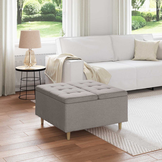 Úložný Taburet S Polštářem Taupe 80 X 80 X 45 Cm Textil