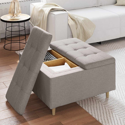 Úložný Taburet S Polštářem Taupe 80 X 80 X 45 Cm Textil