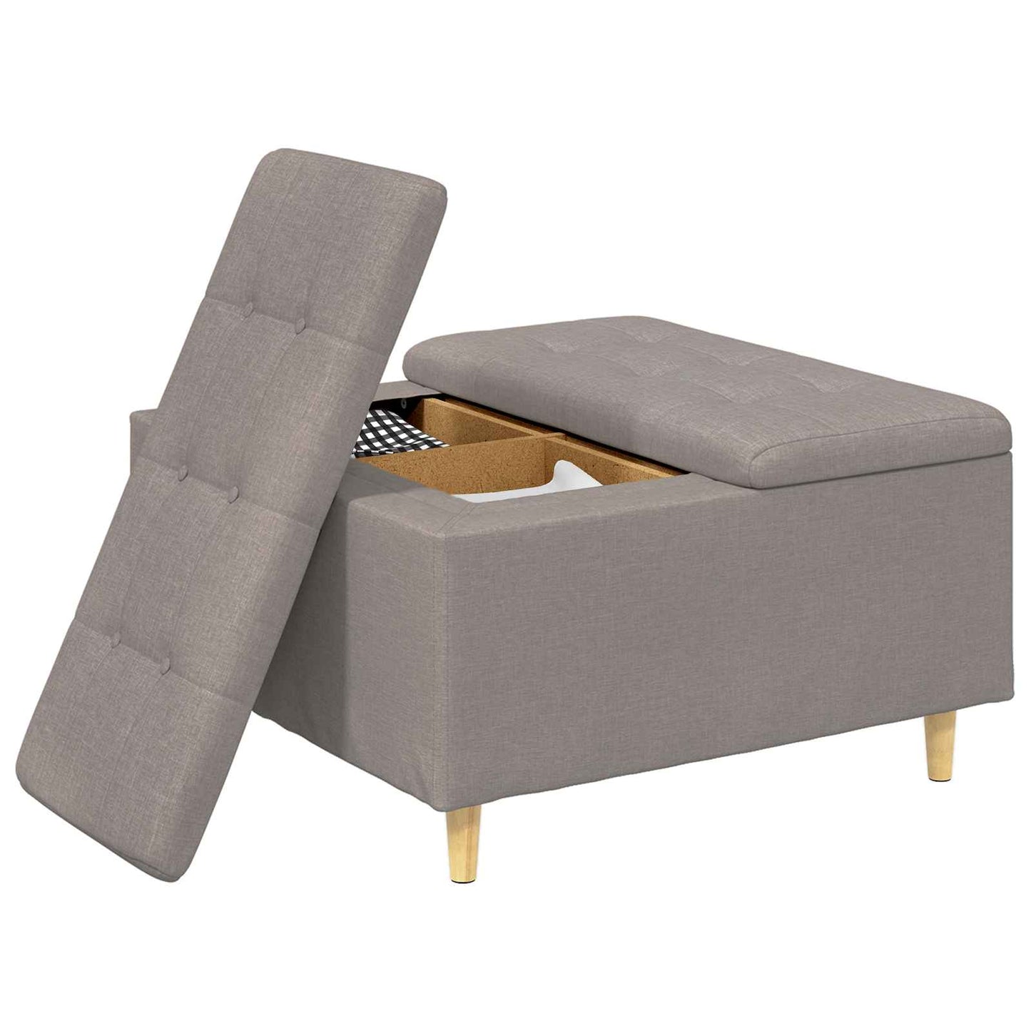 Úložný Taburet S Polštářem Taupe 80 X 80 X 45 Cm Textil