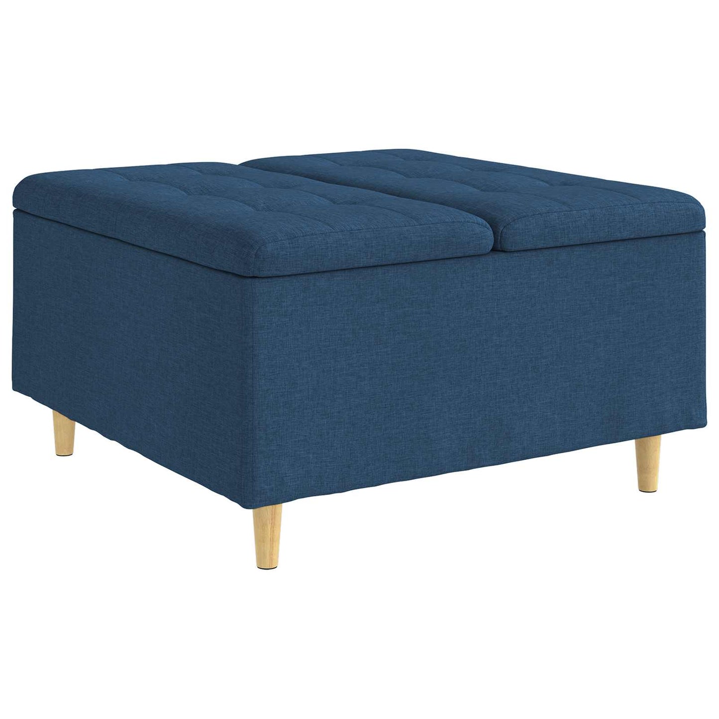 Úložný Taburet S Polštářem Modrá 80 X 80 X 45 Cm Textil