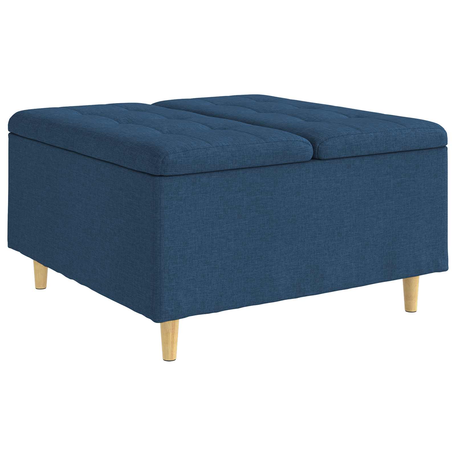 Úložný Taburet S Polštářem Modrá 80 X 80 X 45 Cm Textil