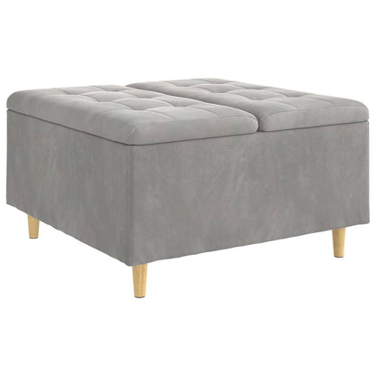 Úložný Taburet S Polštářem Světle Šedá 80 X 80 X 45 Cm Samet