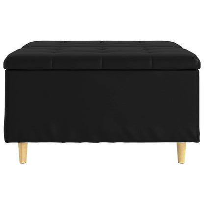 Úložný Taburet S Polštářem Černý 80 X 80 X 45 Cm Umělá Kůže