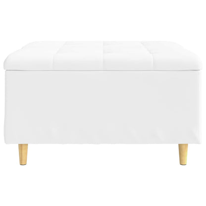 Úložný Taburet S Polštářem Bílý 80 X 80 X 45 Cm Umělá Kůže
