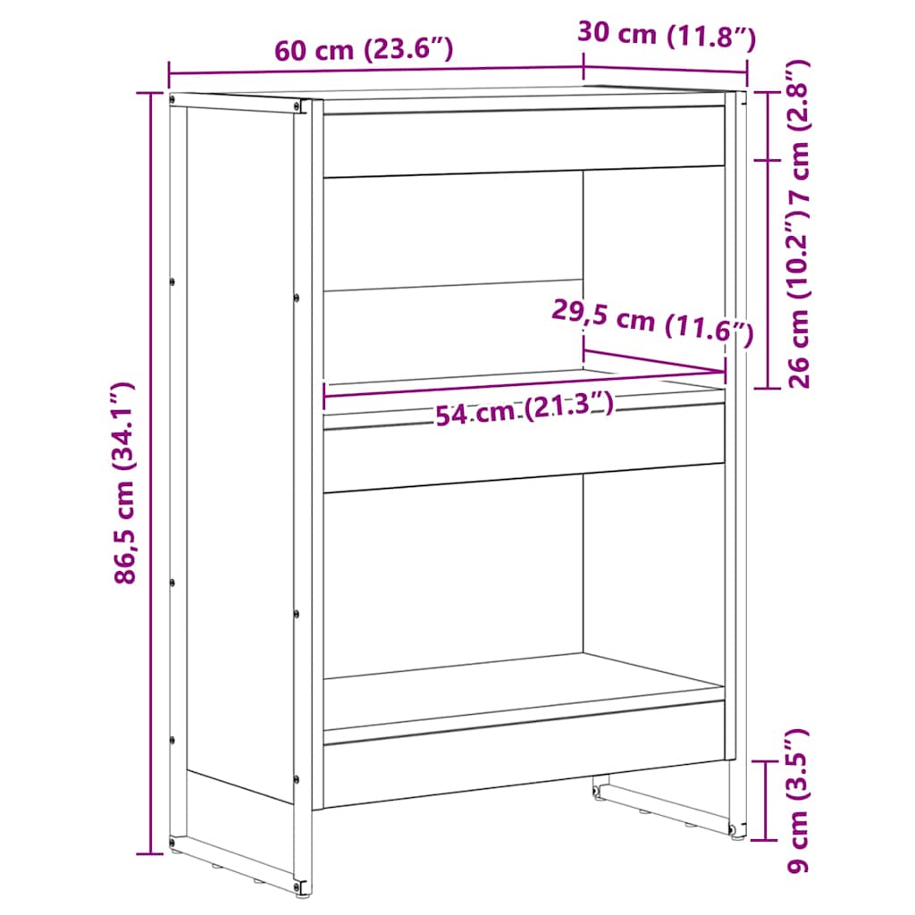 Knihovna 60 X 30 X 86,5 Cm Kompozitní Dřevo Umělecký Dub