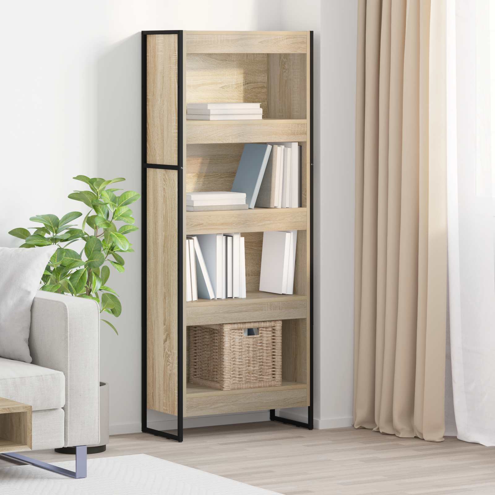 Knihovna 60 X 30 X 155 Cm Kompozitní Dřevo Sonoma
