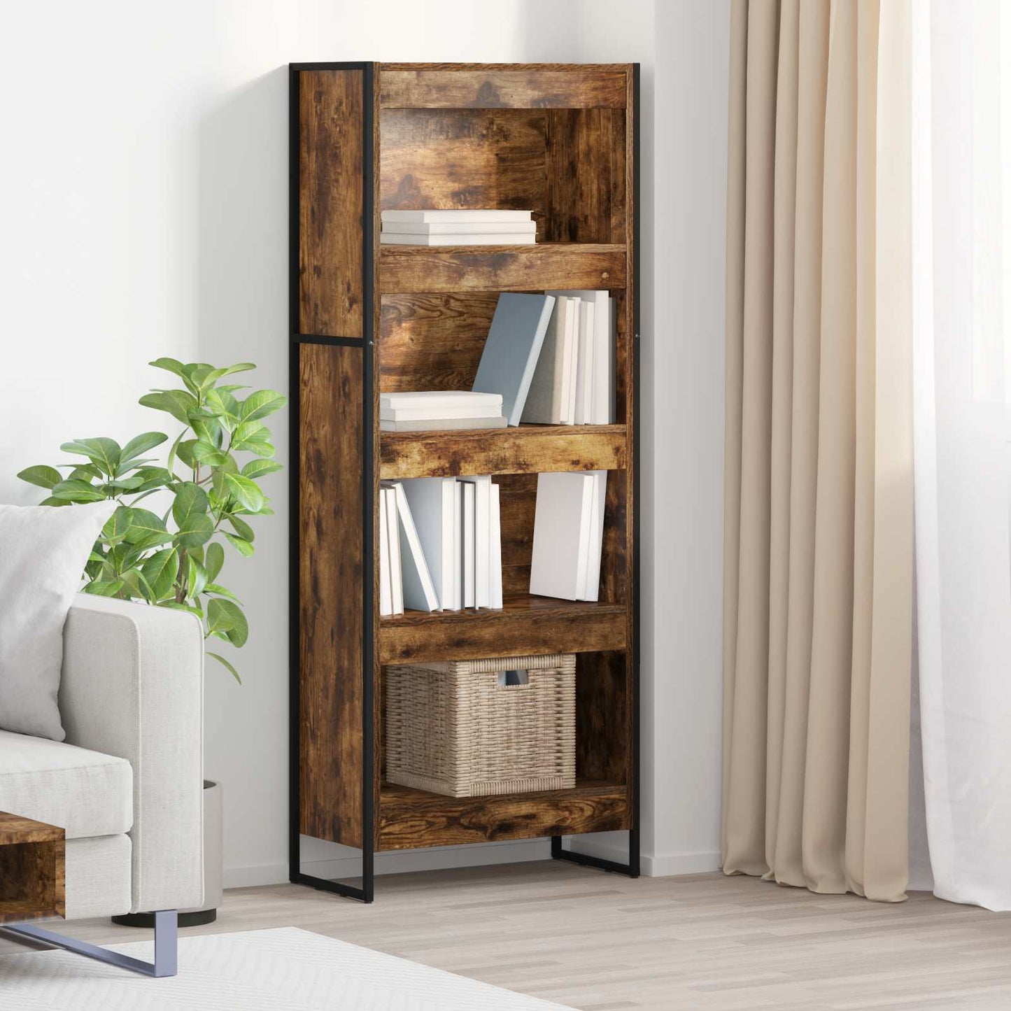 Knihovna 60 X 30 X 155 Cm Kompozitní Dřevo Kouřový Dub
