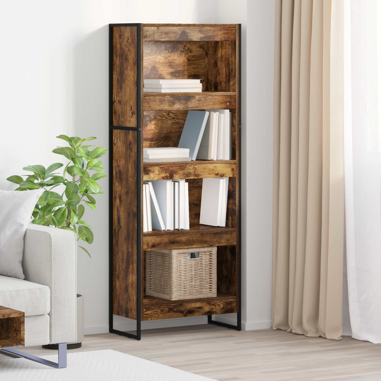 Knihovna 60 X 30 X 155 Cm Kompozitní Dřevo Kouřový Dub