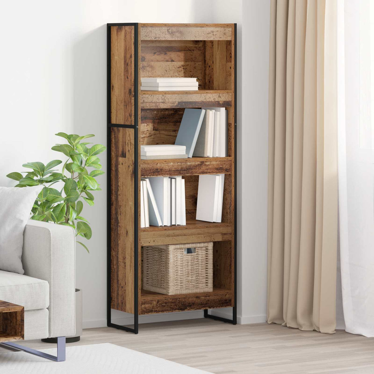 Knihovna 60 X 30 X 155 Cm Kompozitní Dřevo Staré Dřevo