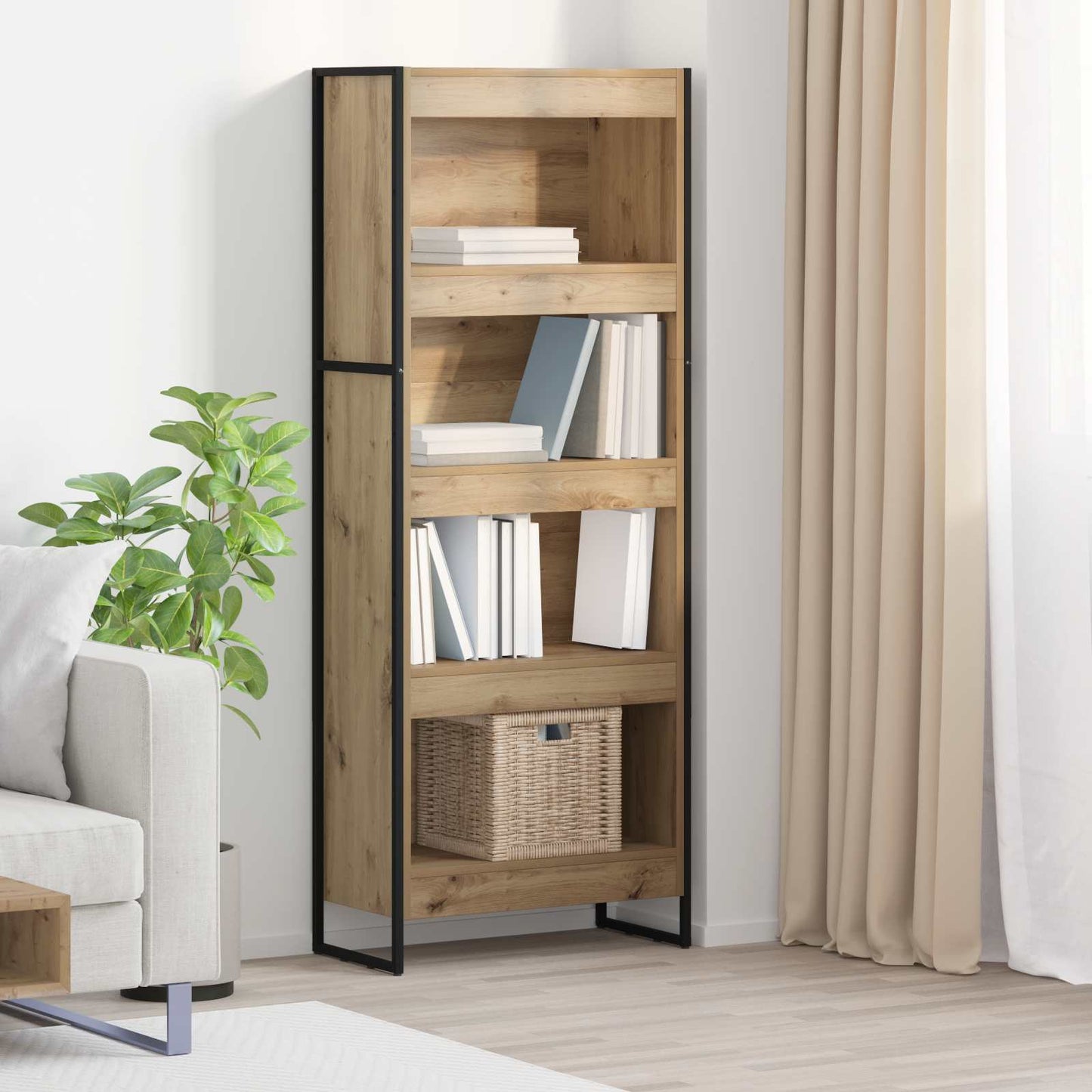 Knihovna 60 X 30 X 155 Cm Kompozitní Dřevo Umělecký Dub