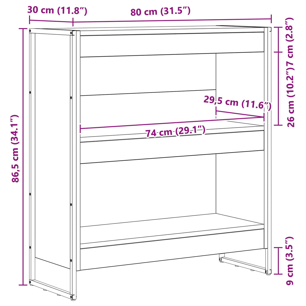 Knihovna 80 X 30 X 86,5 Cm Kompozitní Dřevo Staré Dřevo
