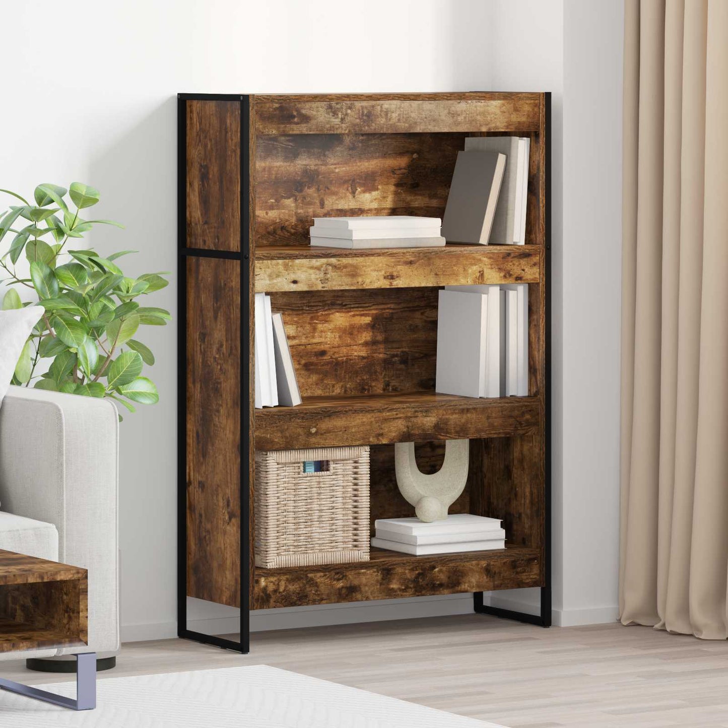 Knihovna 80 X 30 X 121 Cm Kompozitní Dřevo Kouřový Dub