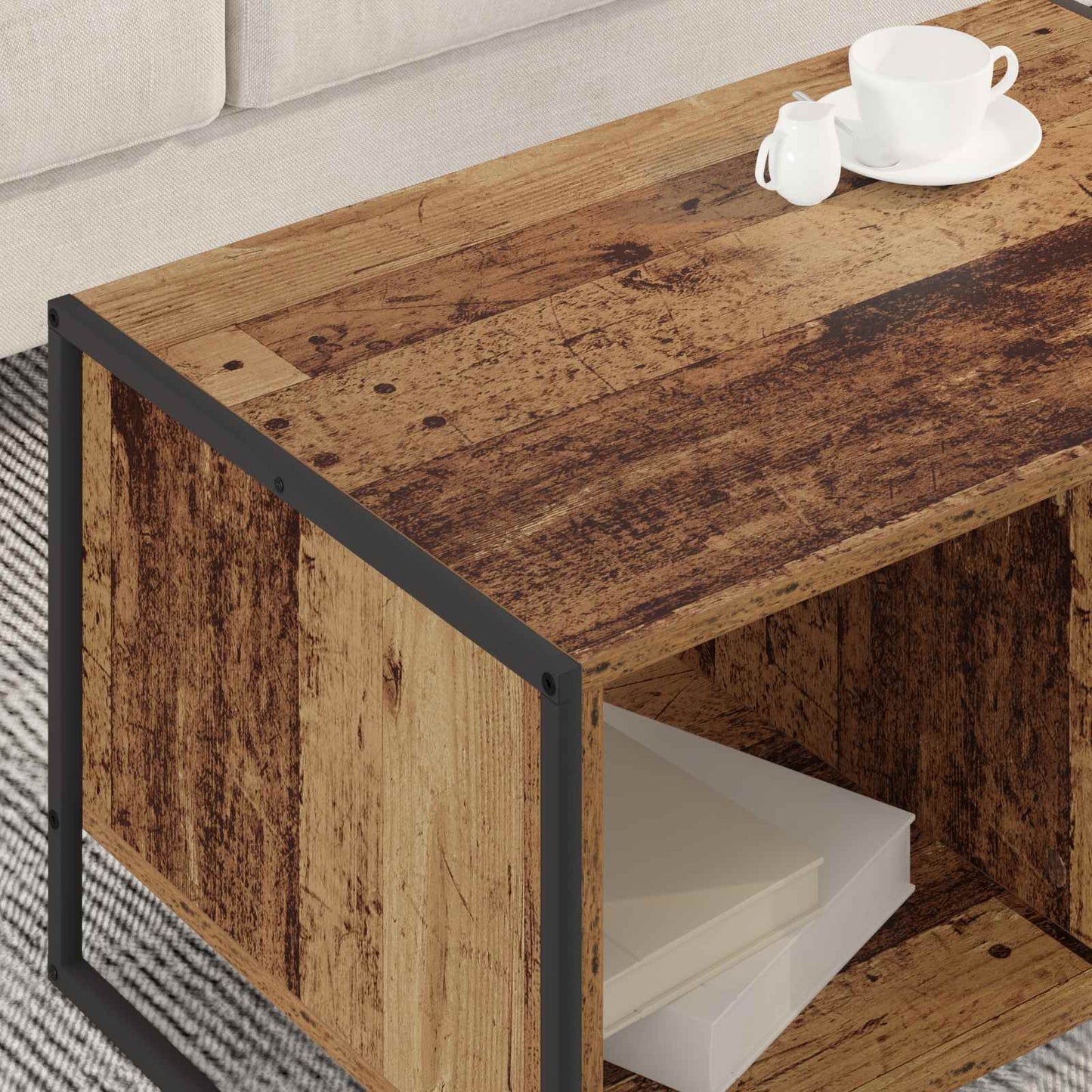 Konferenční Stolek Staré Dřevo 80 X 50 X 40 Cm Kompozitní Dřevo