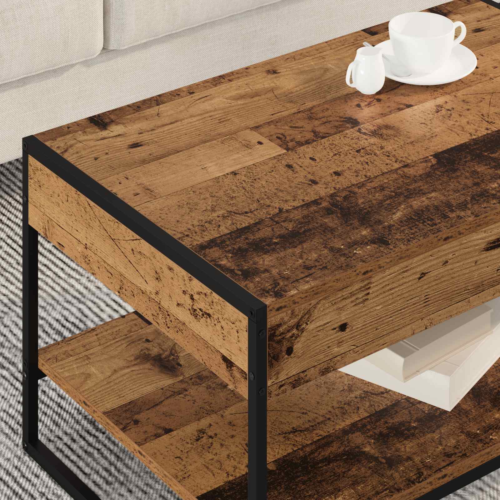 Konferenční Stolek Staré Dřevo 80 X 50 X 40 Cm Kompozitní Dřevo