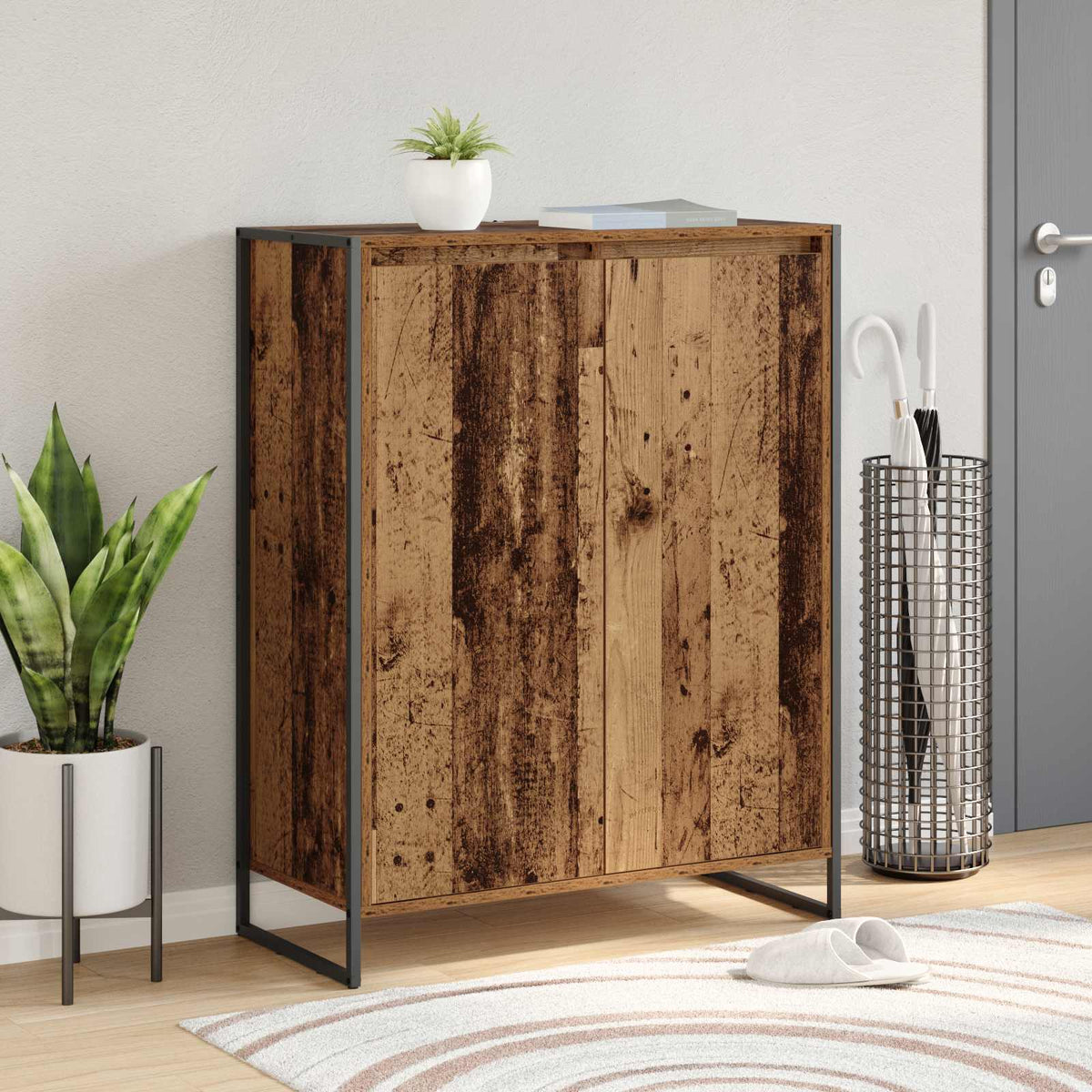 Skříň Na Obuv Staré Dřevo 79 X 36 X 100 Cm Kompozitní Dřevo