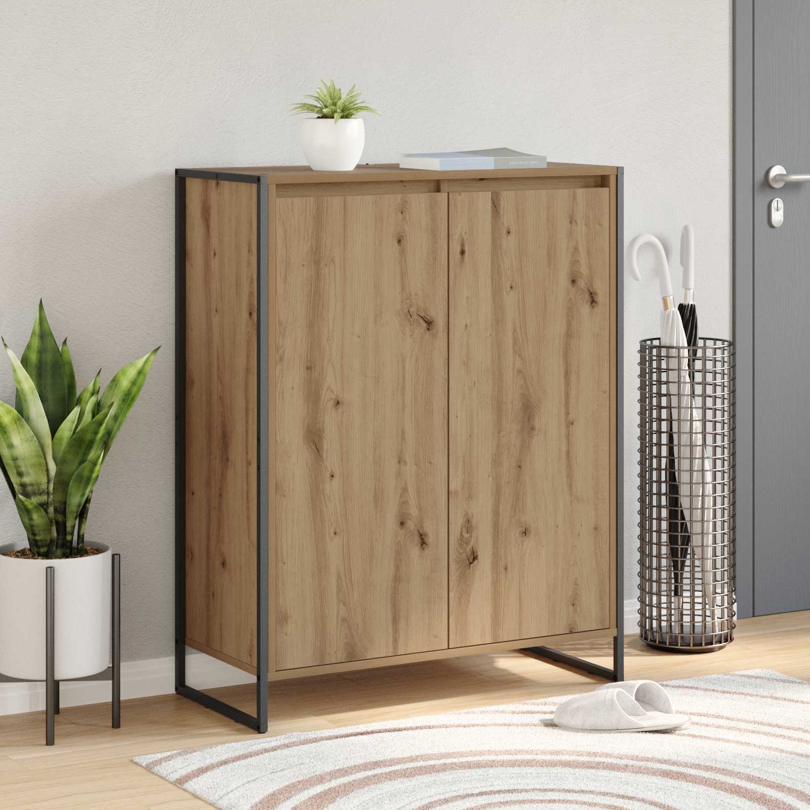 Skříň Na Obuv Umělecký Dub 79 X 36 X 100 Cm Kompozitní Dřevo