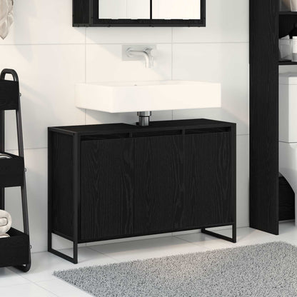Koupelnová Skříň Černý Dub 90 X 30 X 60 Cm Kompozitní Dřevo