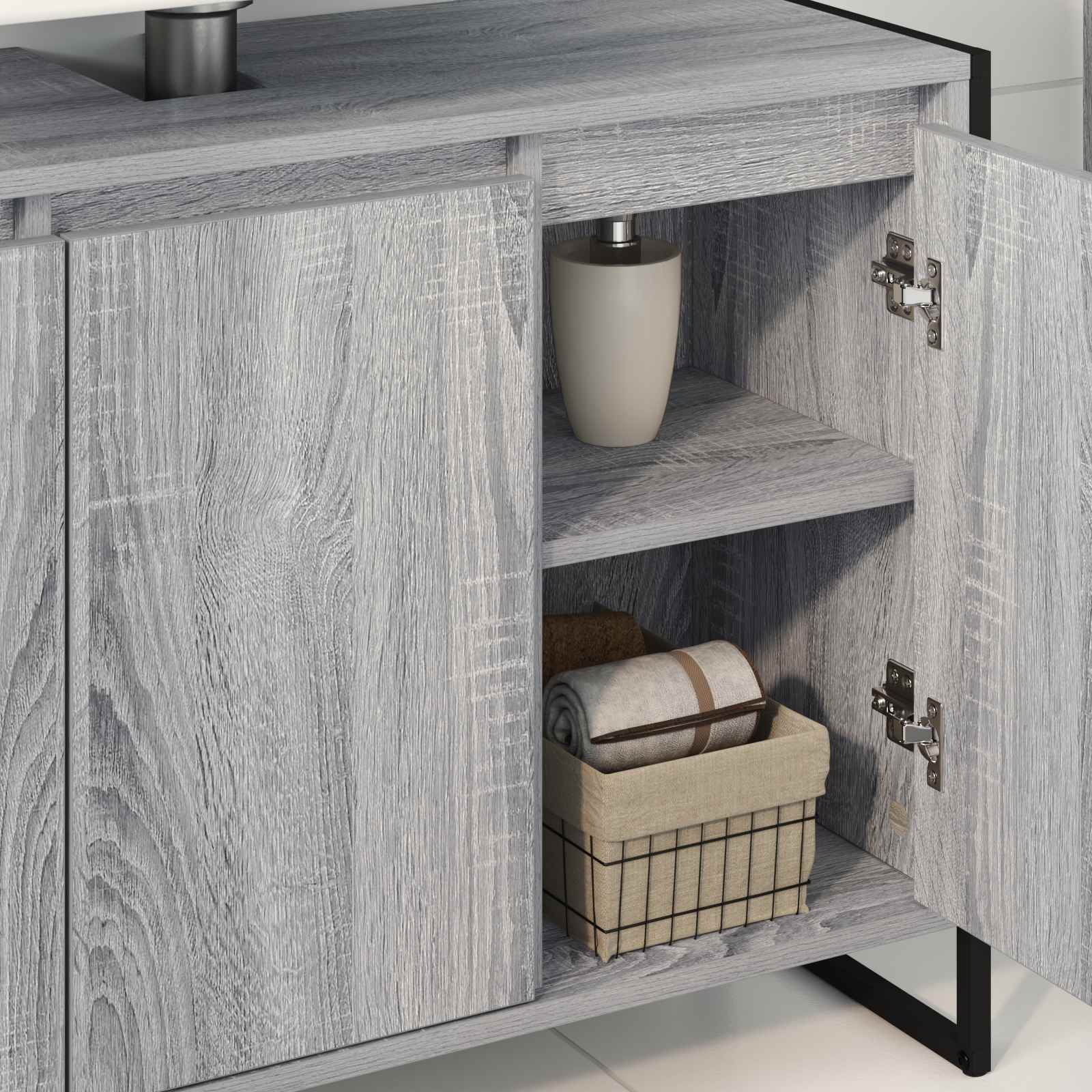 Koupelnová Skříň Šedá Sonoma 90 X 30 X 60 Cm Kompozitní Dřevo