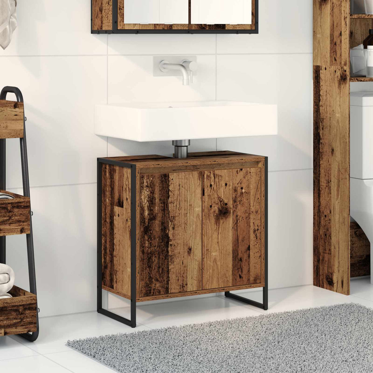 Koupelnová Skříň Staré Dřevo 60 X 30 X 60 Cm Kompozitní Dřevo