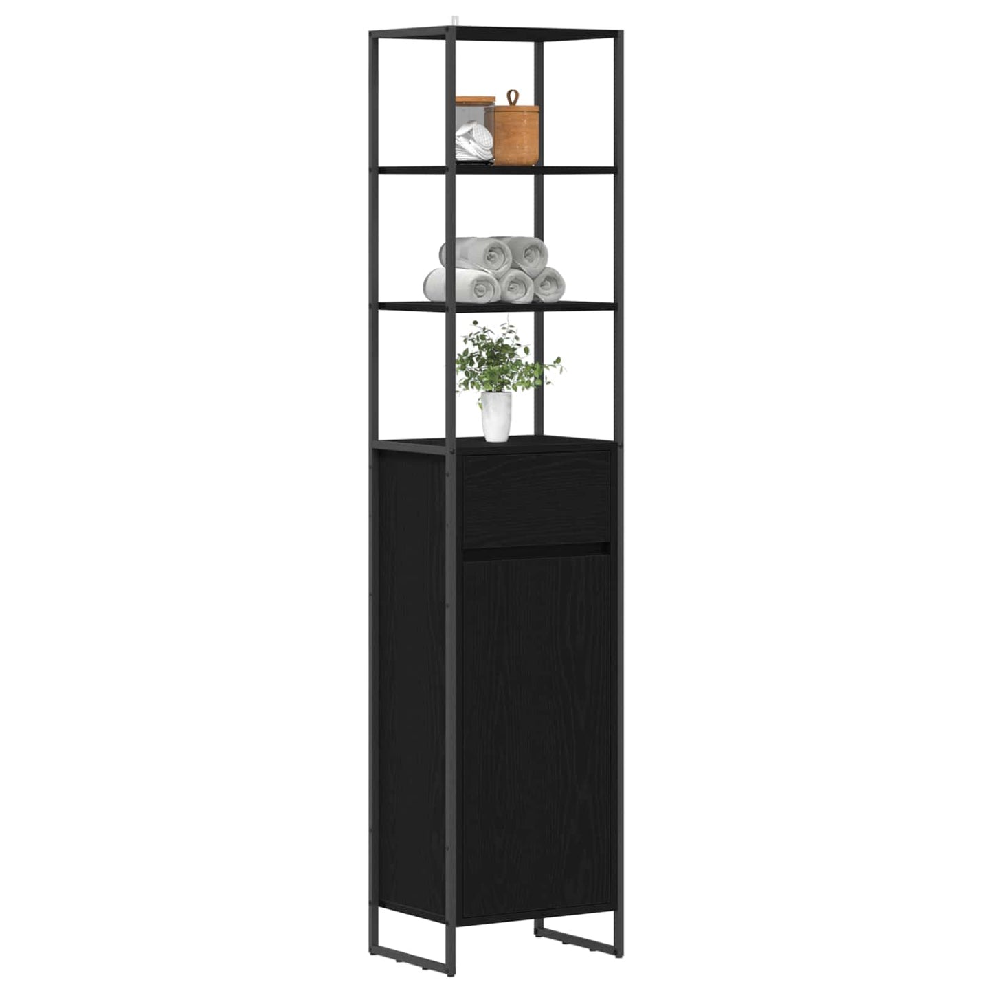 Koupelnová Skříň Černý Dub 40 X 30 X 180 Cm Kompozitní Dřevo