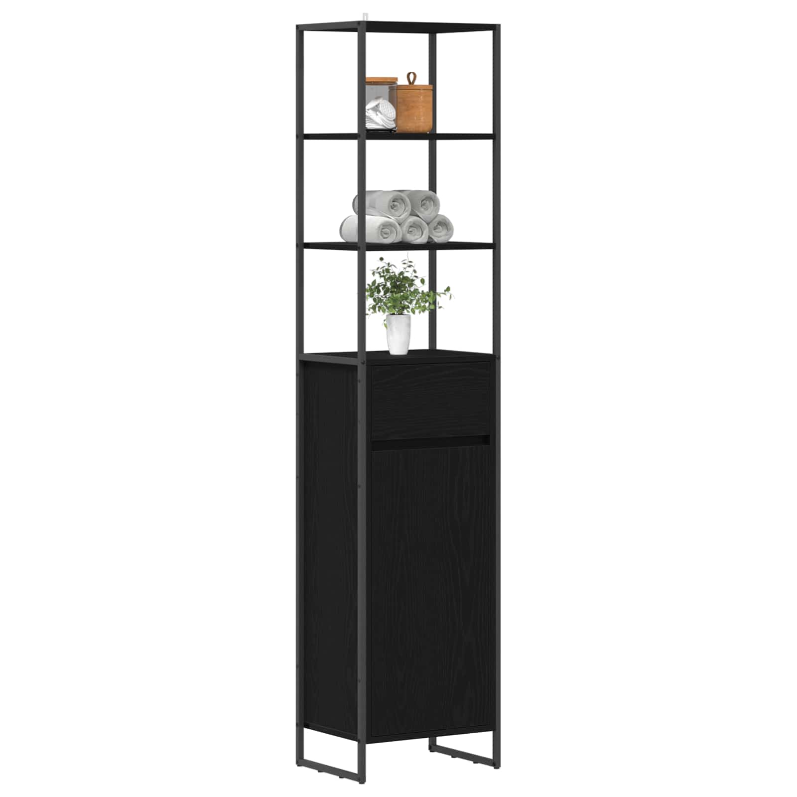 Koupelnová Skříň Černý Dub 40 X 30 X 180 Cm Kompozitní Dřevo