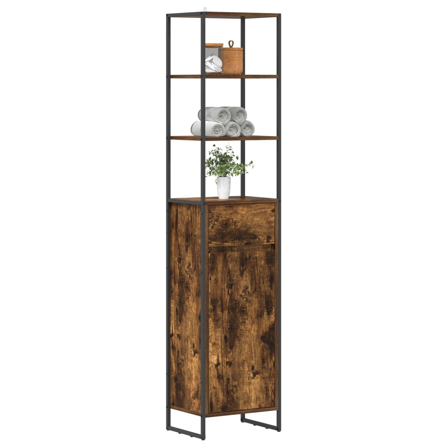 Koupelnová Skříň Kouřový Dub 40 X 30 X 180 Cm Kompozitní Dřevo