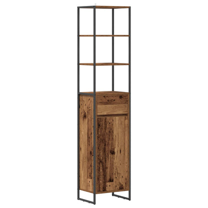 Koupelnová Skříň Staré Dřevo 40 X 30 X 180 Cm Kompozitní Dřevo