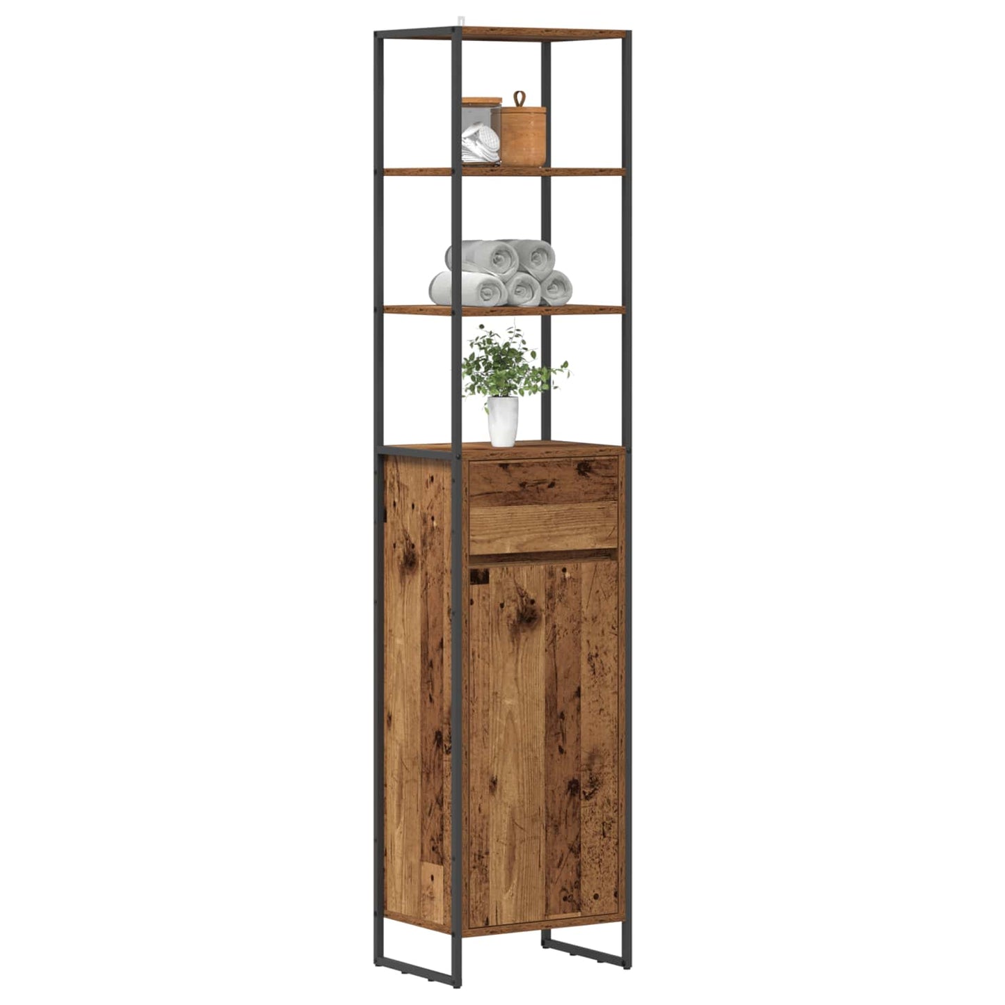 Koupelnová Skříň Staré Dřevo 40 X 30 X 180 Cm Kompozitní Dřevo