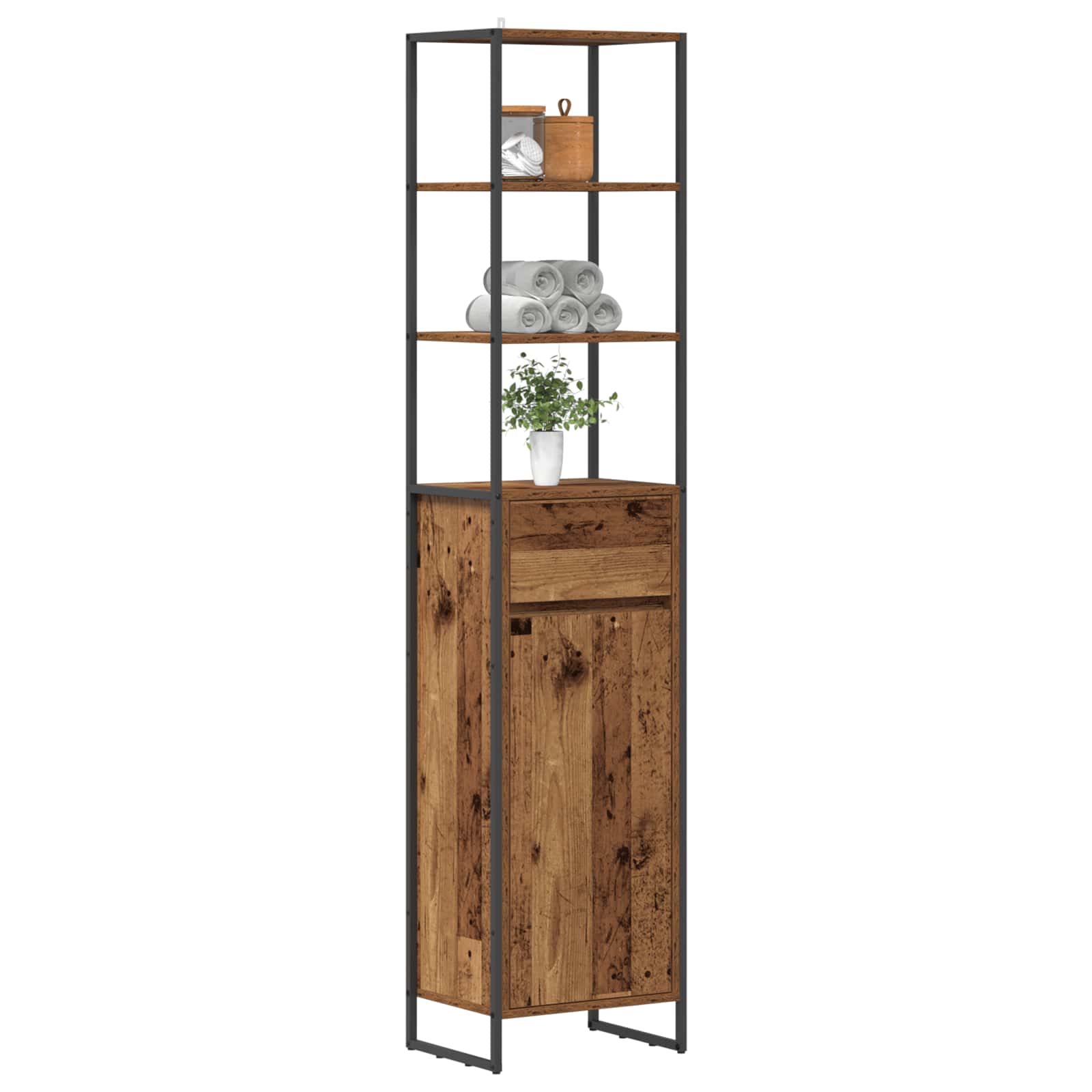 Koupelnová Skříň Staré Dřevo 40 X 30 X 180 Cm Kompozitní Dřevo