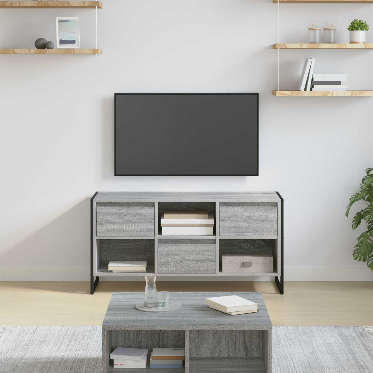 Televizní Skříň 100 X 36 X 49,5 Cm Šedá Sonoma Kompozitní Dřevo