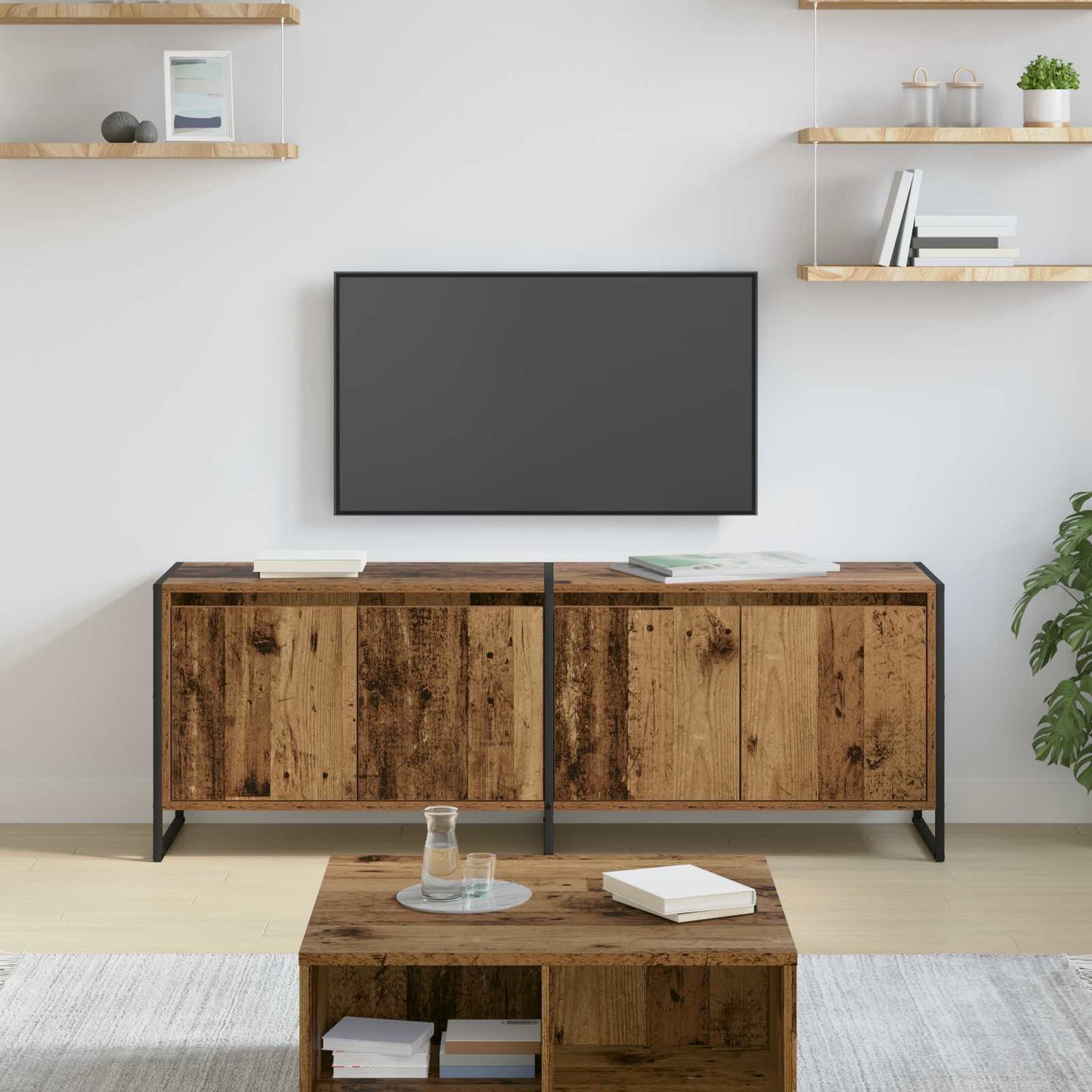 Televizní Skříň 140 X 36 X 49.5 Cm Staré Dřevo Kompozitní Dřevo