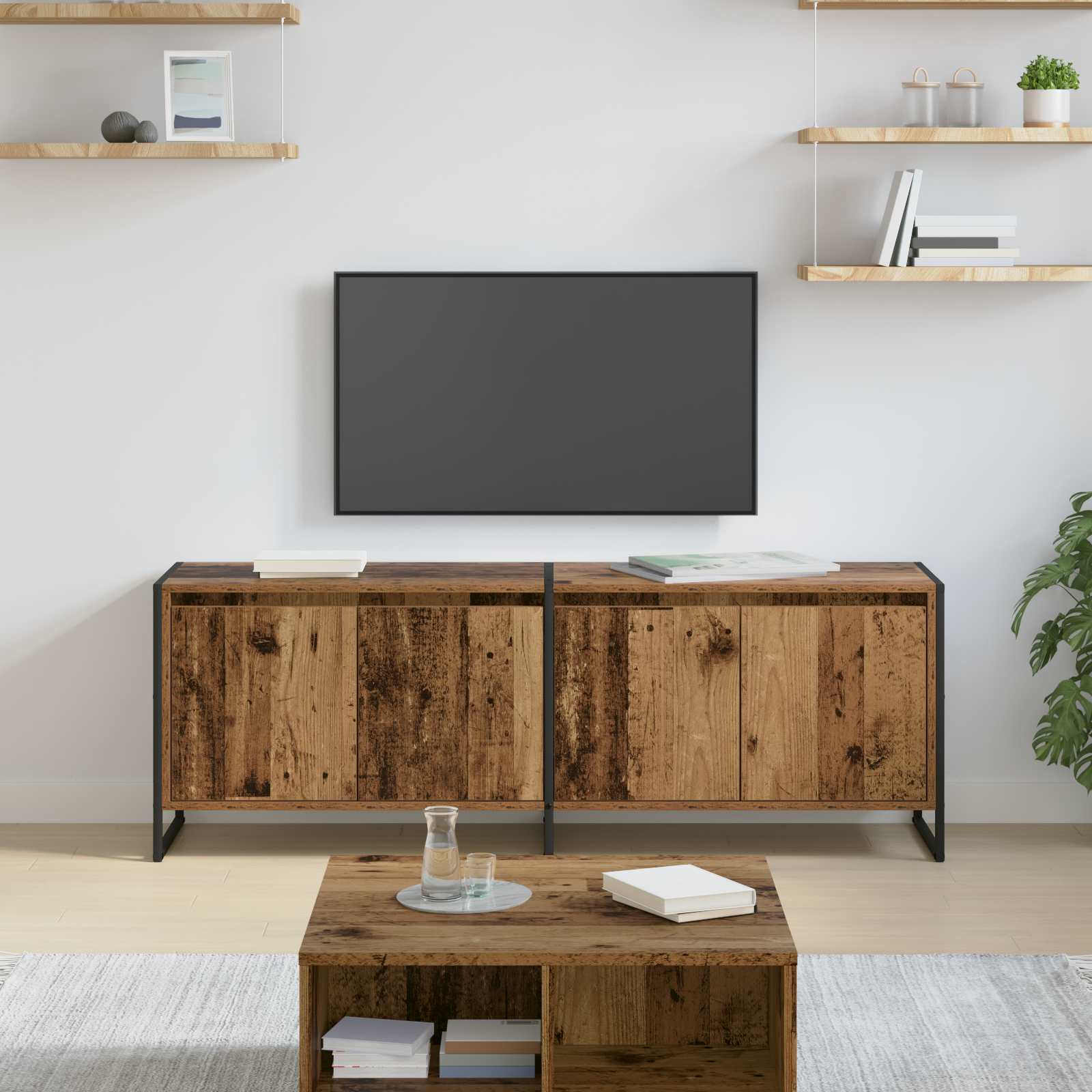 Televizní Skříň 140 X 36 X 49.5 Cm Staré Dřevo Kompozitní Dřevo