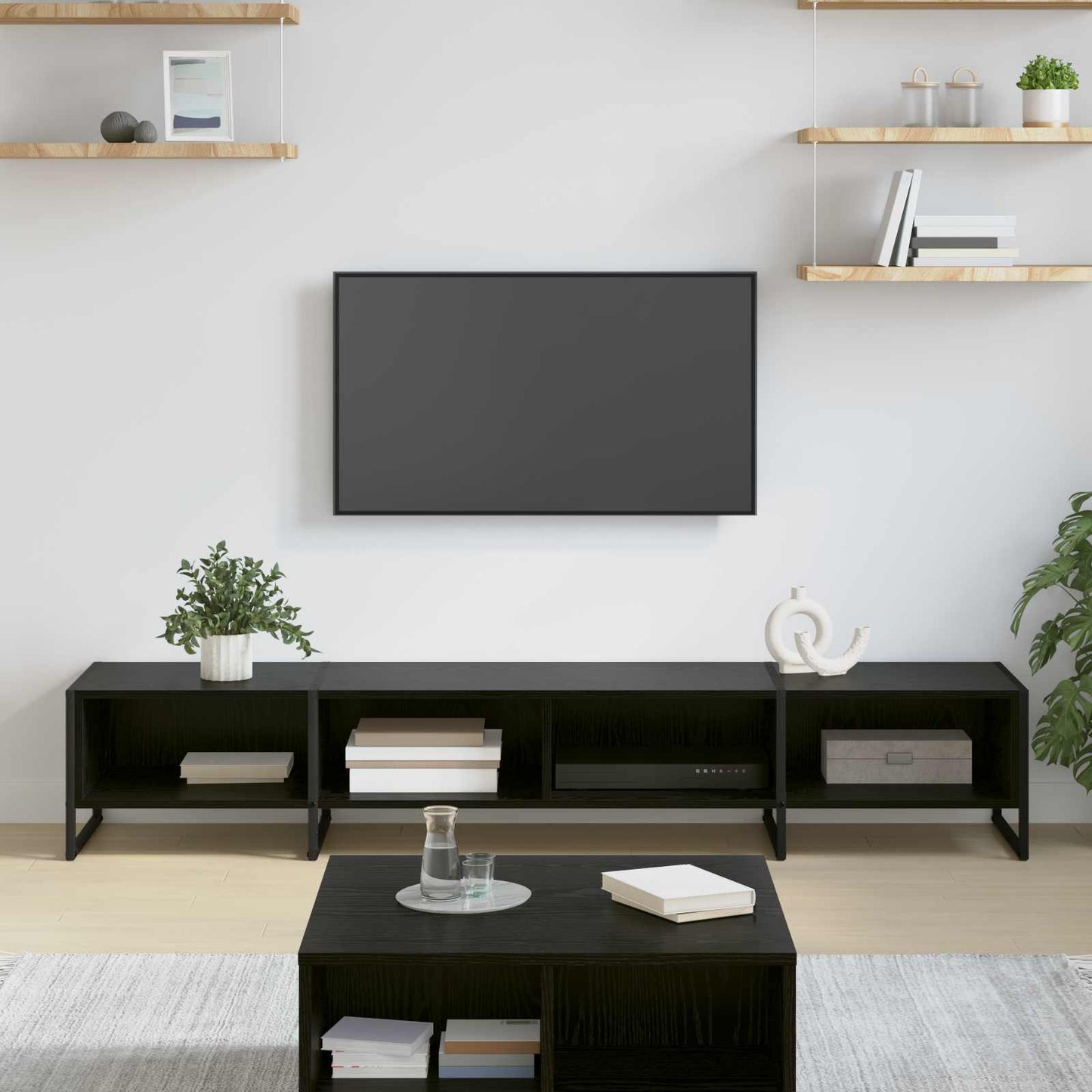 Televizní Skříň 170.5 X 36 X 30.5 Cm Černý Dub Kompozitní Dřevo