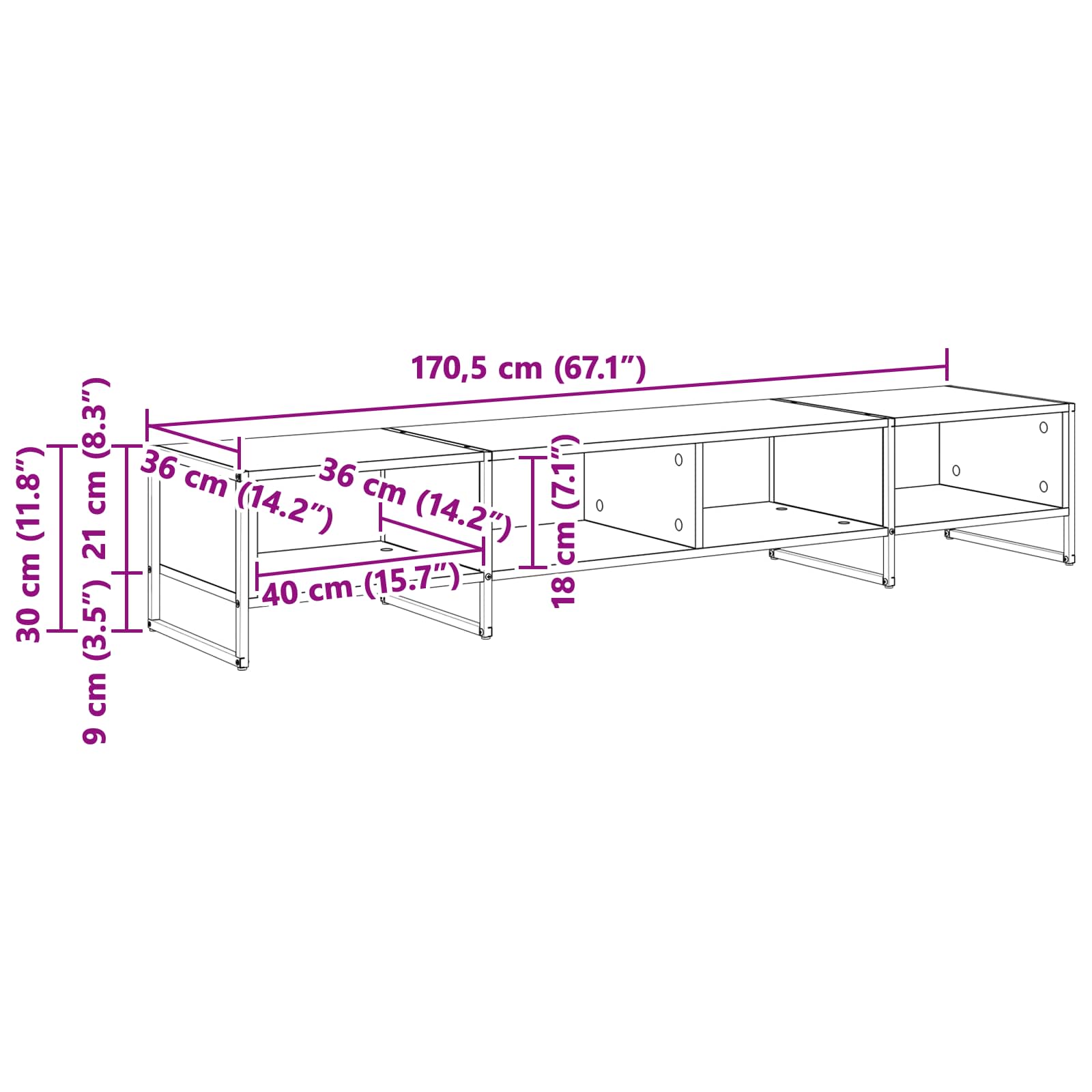 Televizní Skříň 170.5 X 36 X 30.5 Cm Sonoma Kompozitní Dřevo