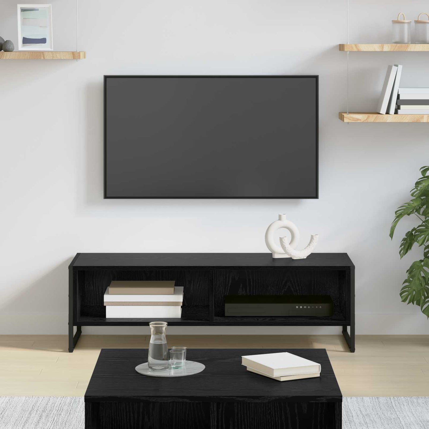 Televizní Skříň 100 X 36.5 X 30.5 Cm Černý Dub Kompozitní Dřevo