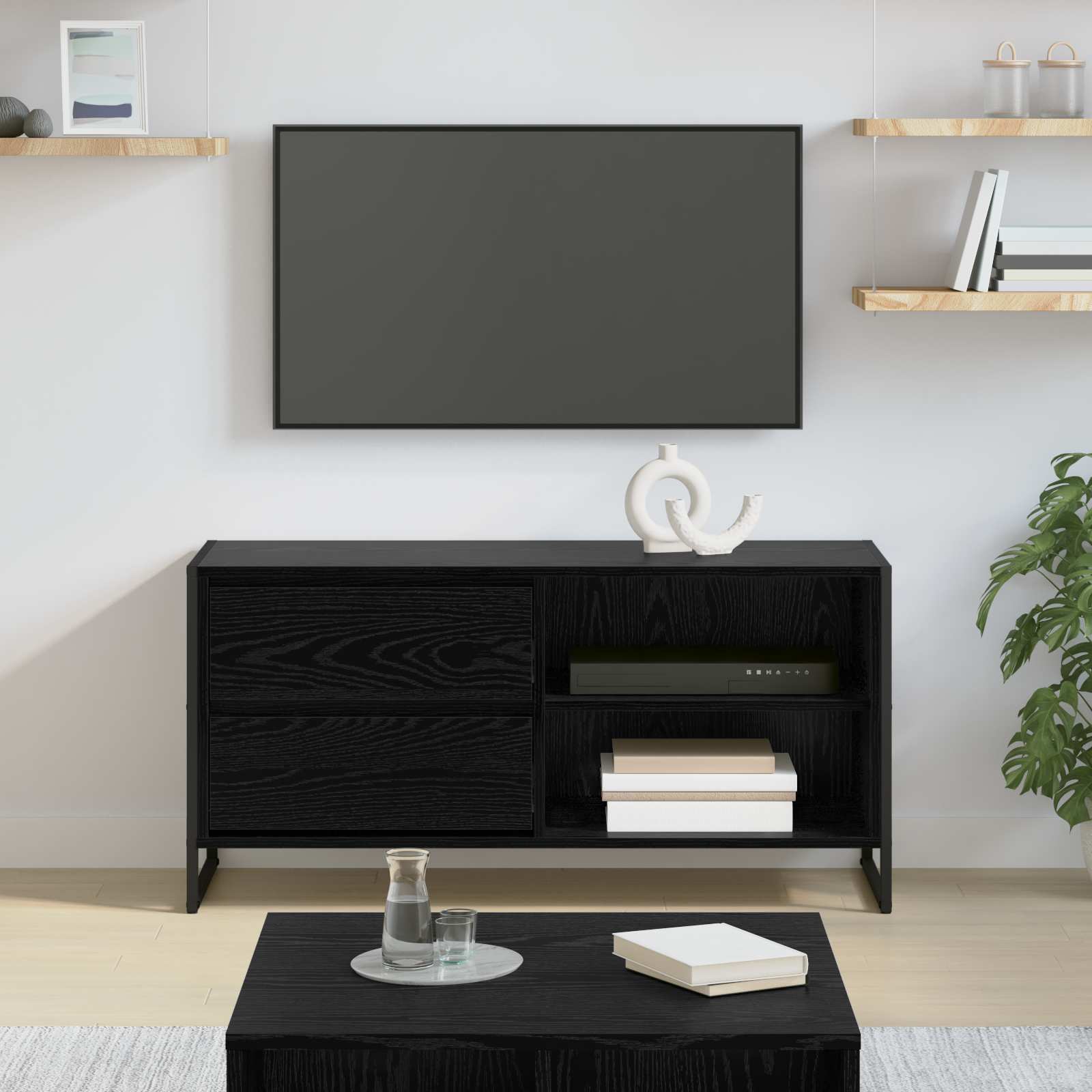 Televizní Skříň 100 X 36 X 49,5 Cm Černý Dub Kompozitní Dřevo