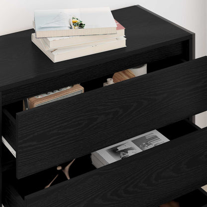 Servírovací Skříň Černý Dub 79 X 36 X 75.5 Cm Kompozitní Dřevo