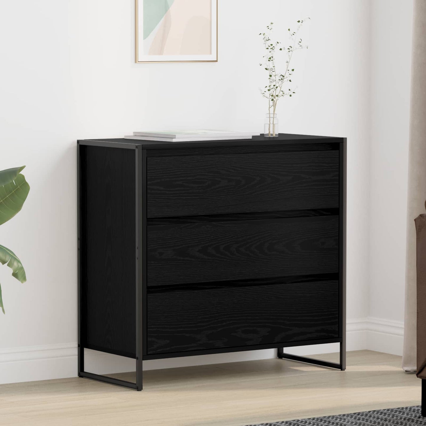 Servírovací Skříň Černý Dub 79 X 36 X 75.5 Cm Kompozitní Dřevo