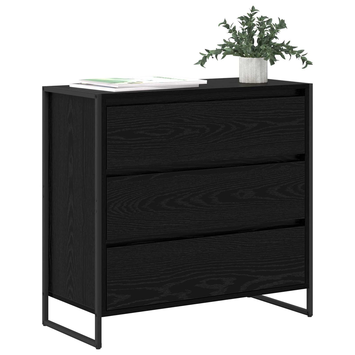 Servírovací Skříň Černý Dub 79 X 36 X 75.5 Cm Kompozitní Dřevo