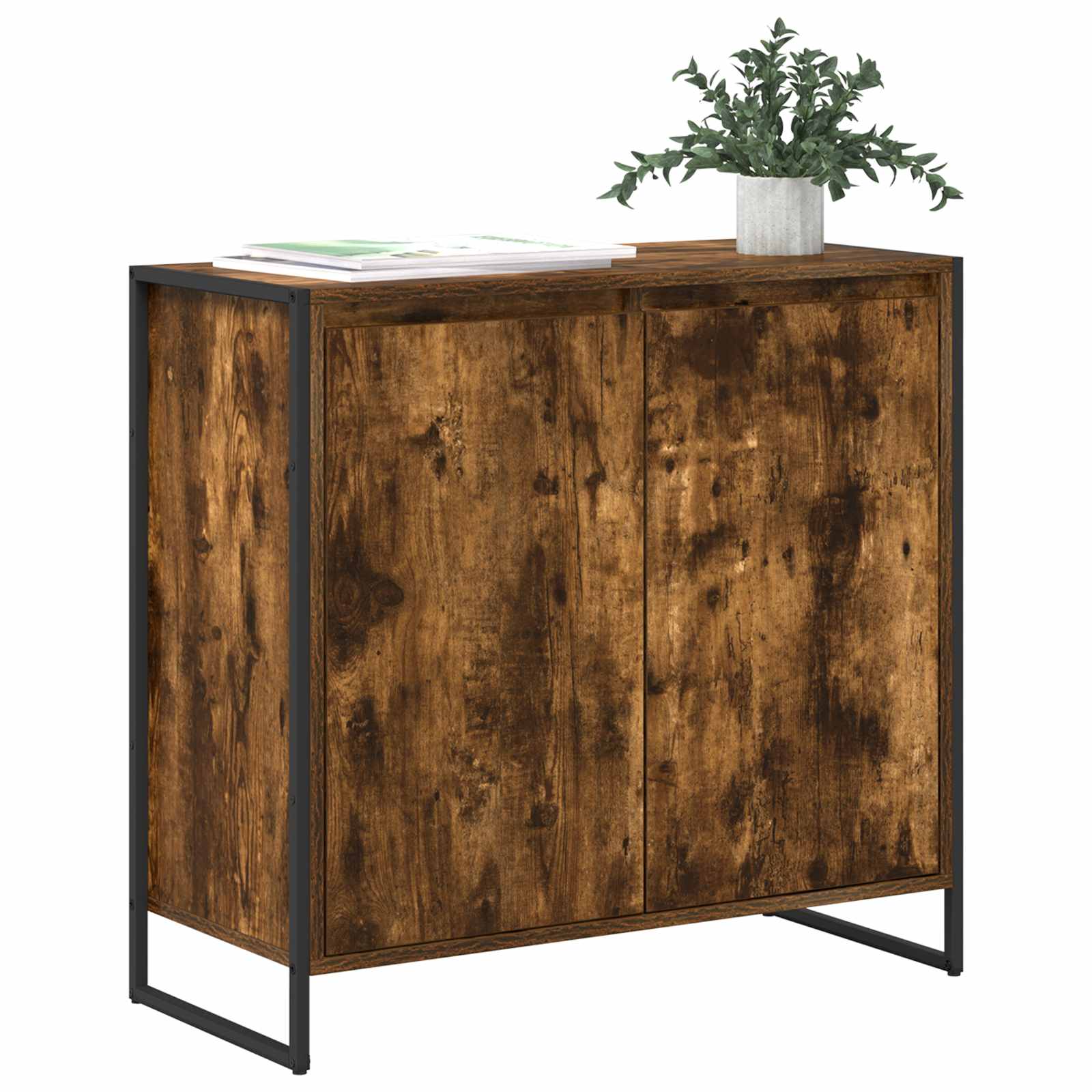 Boční Skříňka Kouřový Dub 79 X 36 X 75 Cm Kompozitní Dřevo