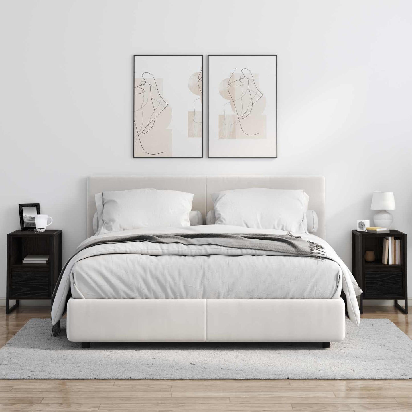 Noční Stolek 2 Ks Černý Dub 39,5 X 30 X 50 Cm Kompozitní Dřevo