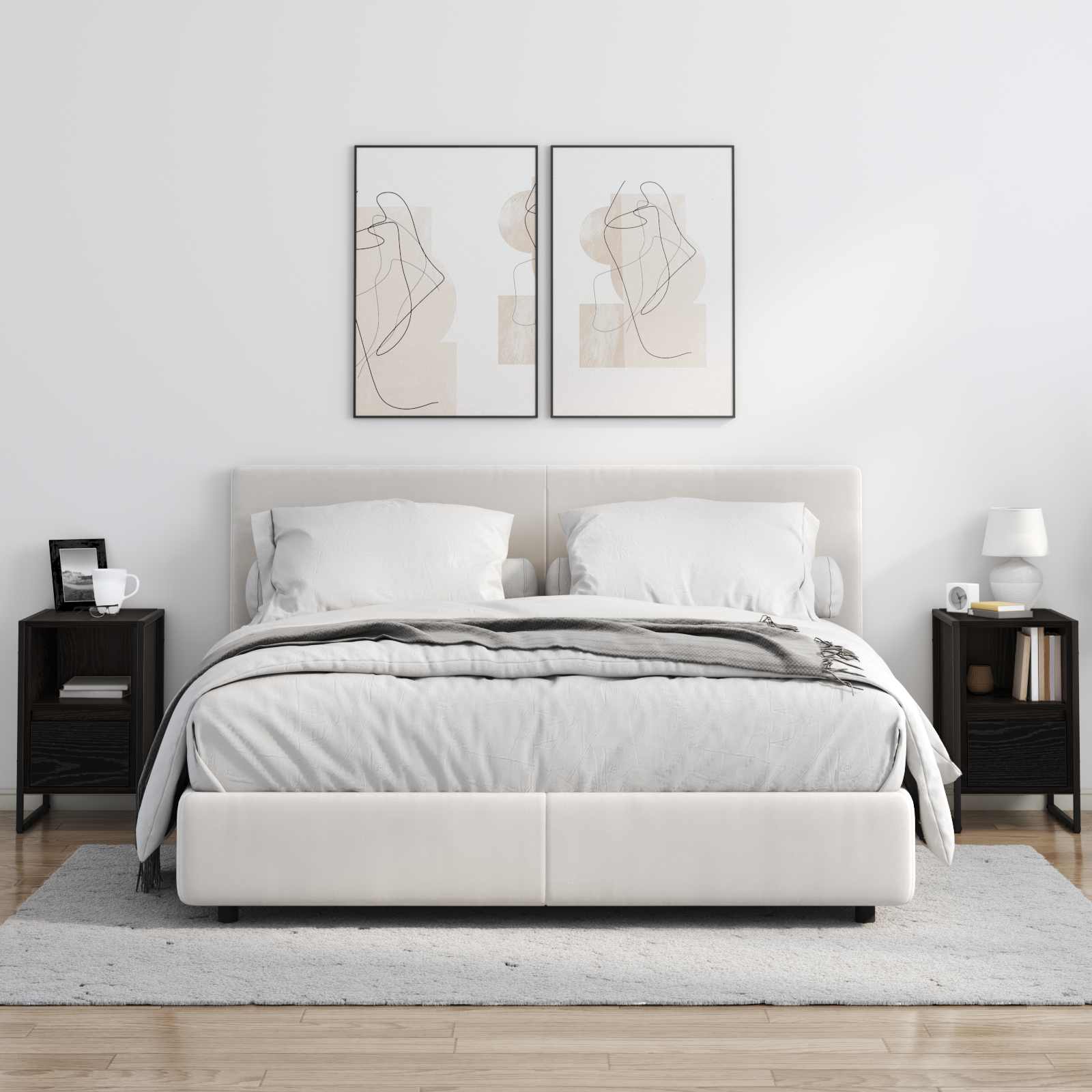 Noční Stolek 2 Ks Černý Dub 39,5 X 30 X 50 Cm Kompozitní Dřevo