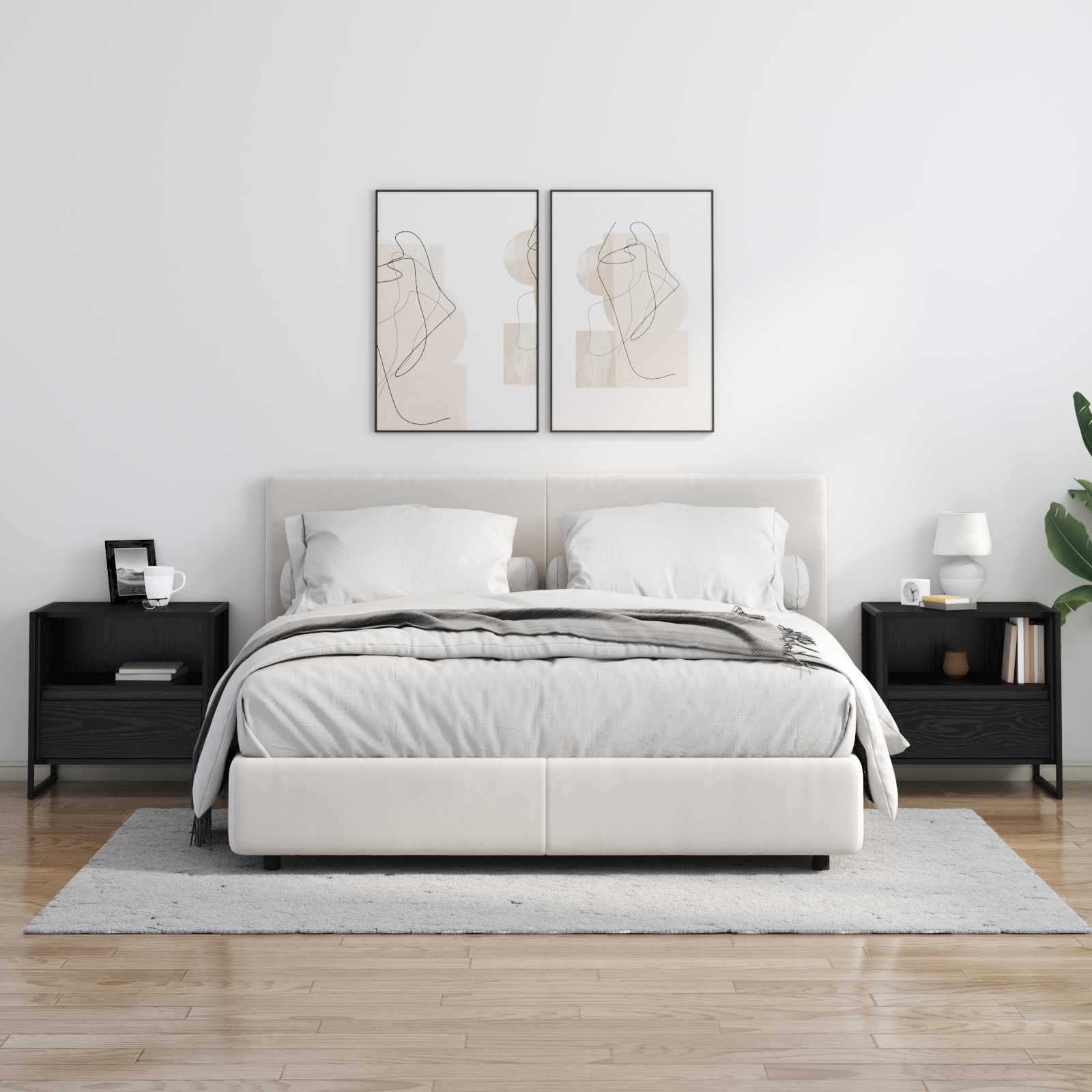 Noční Stolek 2 Ks Černý Dub 50 X 39,5 X 50 Cm Kompozitní Dřevo
