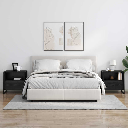Noční Stolek 2 Ks Černý Dub 50 X 39,5 X 50 Cm Kompozitní Dřevo
