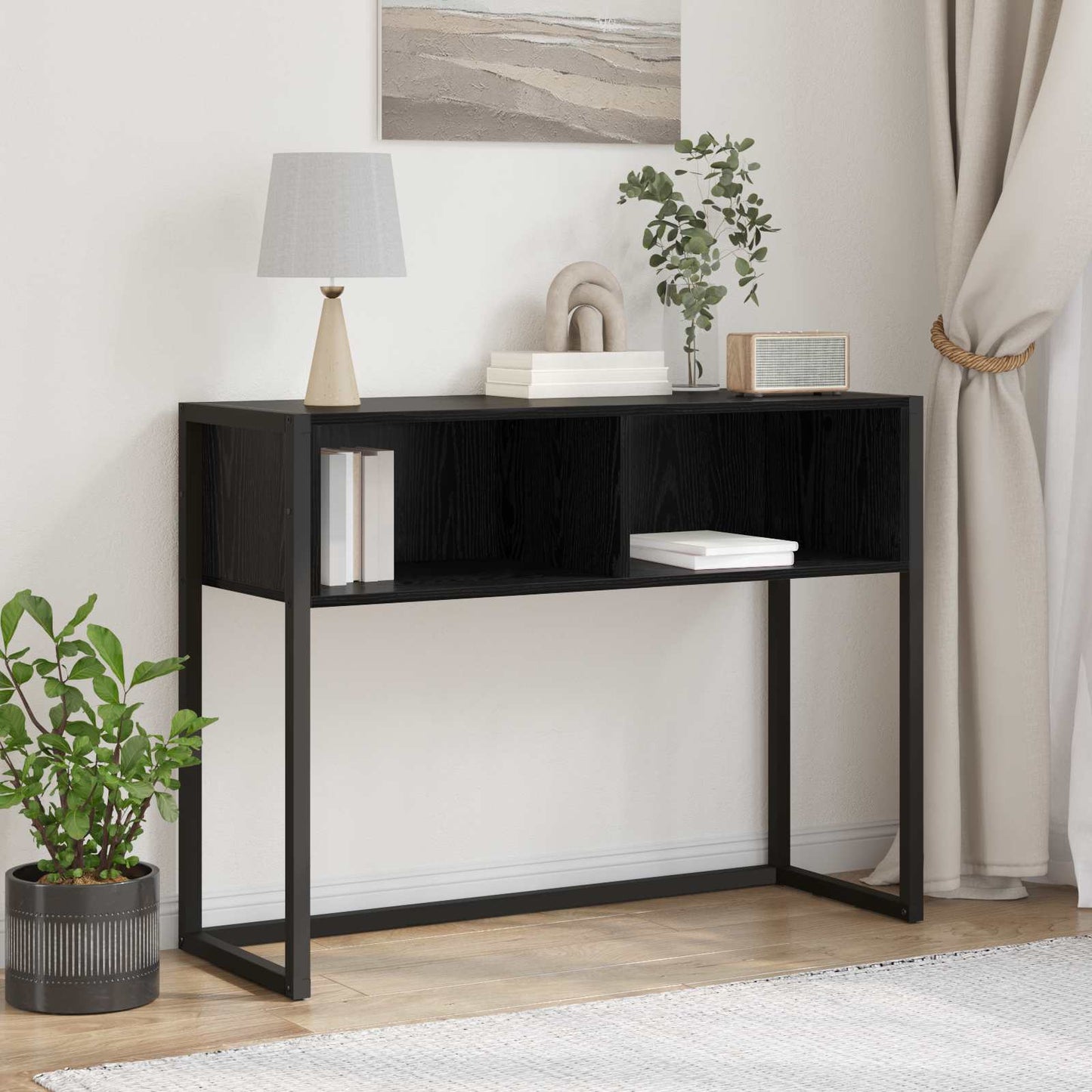 Odkládací Stolek Černý Dub 100 X 36 X 75 Cm Kompozitní Dřevo