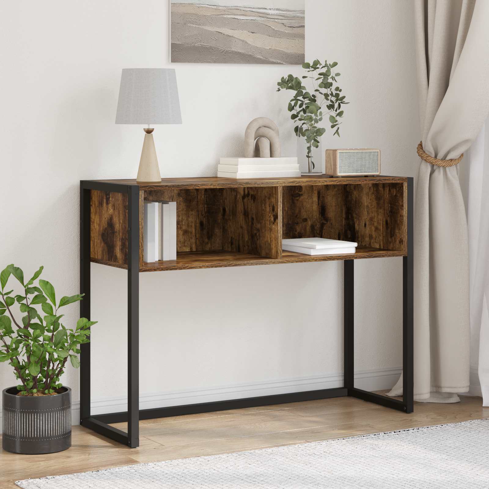 Odkládací Stolek Kouřový Dub 100 X 36 X 75 Cm Kompozitní Dřevo