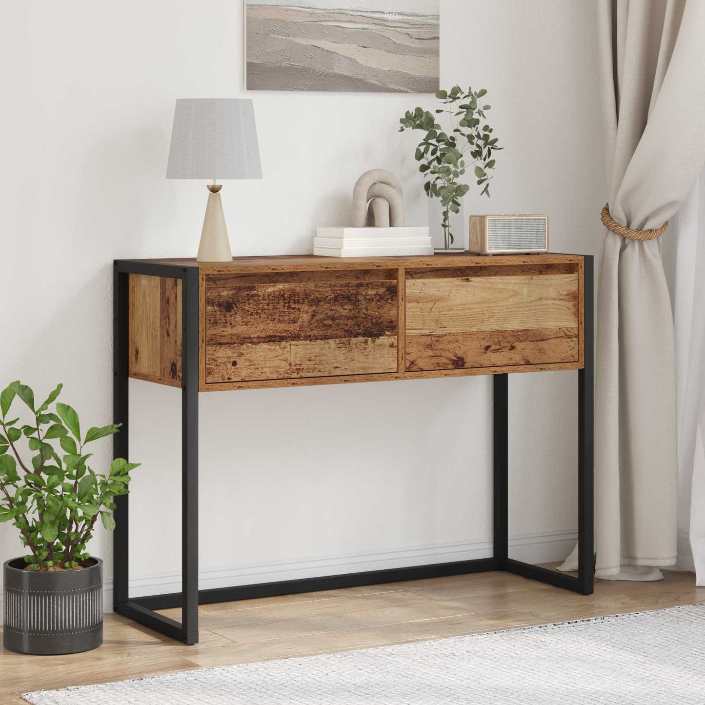 Odkládací Stolek Staré Dřevo 100 X 36 X 75 Cm Kompozitní Dřevo